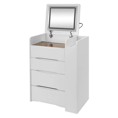 Vanity Desk Vanity Desk with Plip Top Mirror Compact Makeup Vanity w/3 Drawers - Image 1 of 4