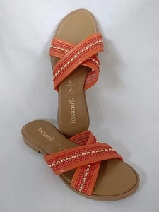 TOSCANELLA Women's Orange Leather Fashion Sandals - Size 10 - Picture 1 of 4