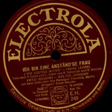 FRITZI MASSARY & WALTER JANKUHN ...anständige Frau!  30cm Schellackplatte G4083