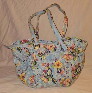 Vera Bradley Floating Garden große Schultertasche hellpuderblau 12" x 10" x 9" - Bild 1 von 7