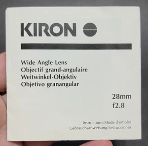 Kiron Wide Angle Lens 28mm f/2.8 Manual Instructions - Picture 1 of 3