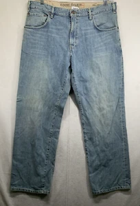 VINTAGE Eddie Bauer 36x32 Relaxed Fit Blue Jeans Wide Leg Denim Stone Wash Retro - Picture 1 of 18