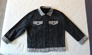 Upcycled unisex black denim jacket, boho style, bohemian chic, one-of-a-kind - Picture 1 of 17
