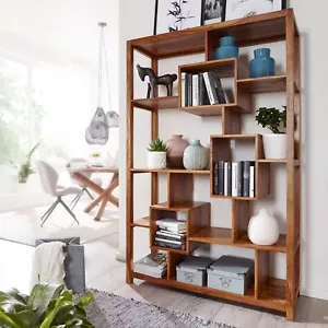 FineBuy Design Raumteiler Sheesham Massivholz Standregal Regal Bücherregal 180cm - Bild 1 von 12