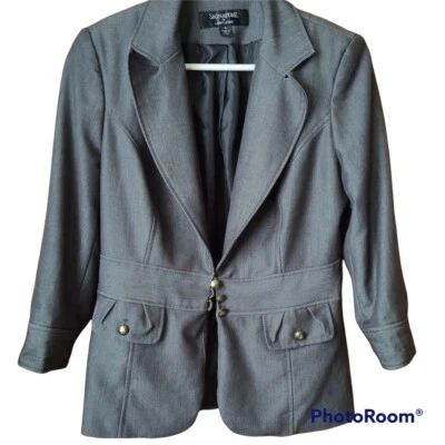 Signature By Larry Levine Women'Blazers Jacket Color Gray Size 4  blazersWomen's - Image 1 of 4