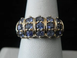 Hermoso anillo de cóctel con racimo de tanzanita de oro amarillo de 14k #1501 - Imagen 1 de 7
