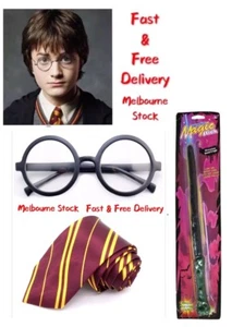 Wizards Harry Potter Tie Wand Glasses For Fancy Dress School Uniform Book Week - Picture 1 of 2