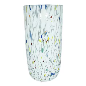 Große Murano Glasvase Weiß Multi Millefiori 22cm - Bild 1 von 5