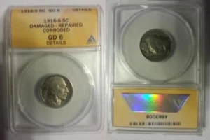 1916-S ANACS GD6 Details Buffalo Nickel. - Picture 1 of 1