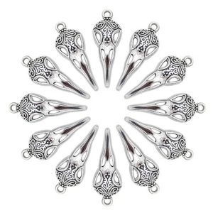 10 Stck./Set Silber 35x13mm Floral Krähe Totenkopf Charms Anhänger Schmuck zum Selbermachen Fundstücke - Bild 1 von 6