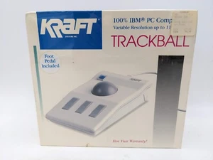 New NOS Kraft Trackball Mouse IBM PC Compatible W/ Foot Pedal 1989 SEALED - Picture 1 of 7