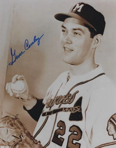 Foto autografiada firmada de 8x10 de Gene Conley de los Bravos de Milwaukee - Certificado de autenticidad Foto 1 de 1