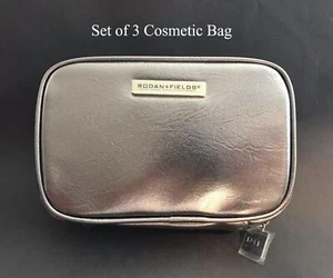 Rodan + Fields Gray Zippered Cosmetic Pouch Makeup Bag Travel Case Set of 3 - Picture 1 of 11