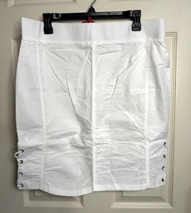 NWT XCVI Wearables Size XL White Tammy Skirt  Stretch Poplin Ruched Pull On - Picture 1 of 9