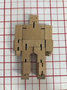 David Weeks Studio Areaware Cubebot Articulating Wooden Robot Puzzle Natural 4" - Picture 1 of 2