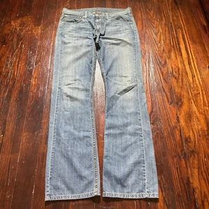 Levis 527 Jeans Mens 34x34 Blue Boot Cut Faded Distressed Cowboy Whiskers - Picture 1 of 14