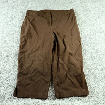 Pantalones capri Bisou Bisou marrón para mujer 16W talla grande elásticos frente plano cintura alta Foto 1 de 4