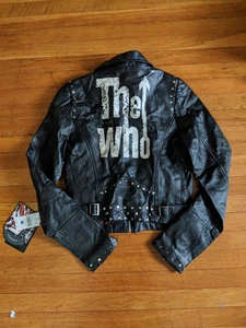 NWT WILSON'S LEATHER ROCKS THE WHO BANK WOMEN'S SIZE SMALL LEATHER JACKET - Picture 1 of 10