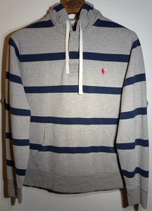 Polo Ralph Lauren pullover a righe rugby waffle maglia felpa con cappuccio grigio blu uomo XL - Foto 1 di 8