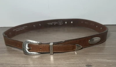Larry Mahan Belt Women’s Brown Leather Silver Accents Model #909023 Size 32 - Image 1 of 4