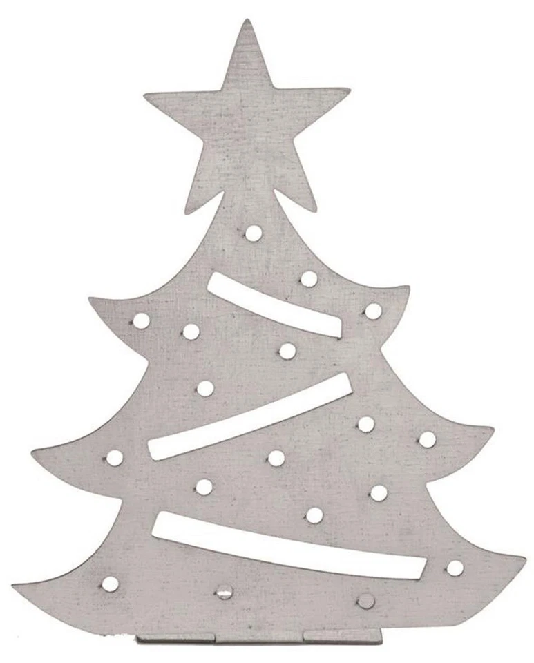 Albero di Natale Di Lamiera Ccciaio, Argento 7,5x6x2cm Decorazione Tavolo Rialzo - Immagine 1 di 1