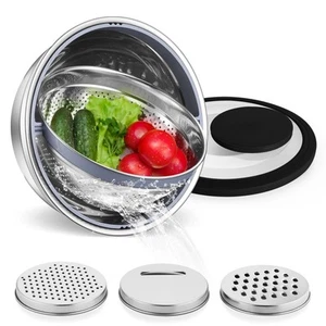 Colander with Mixing Bowl Set, 4-1 Stainless Steel Colander Strainers Bowl wi... - Picture 1 of 7