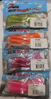 (LOTE DE 4) Z-MAN GRUBZ 9" PLÁSTICO BLANDO AGUA SALADA COLA RIZADA Foto 1 de 4