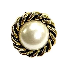 15mm Round Centre Gold Flower Shank Buttons Pearl Half Dome 6 Pcs - Picture 1 of 7