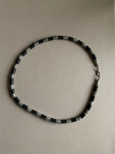 Black and Silver Coloured Necklace 18 Inch Unisex Fashion Jewellery (Z) - Picture 1 of 3