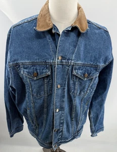 GAP Denim Trucker Vintage Distressed Leather Collar Mens Jean Jacket XLarge - Picture 1 of 8