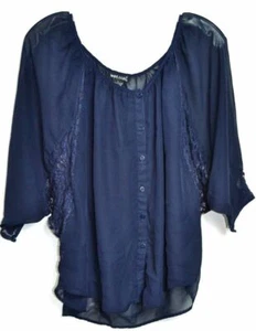 NEU WET SEAL BLAU DAMEN SHIRT 3/4 ARM BLUSE GR. L 100% POLYESTER - Bild 1 von 6