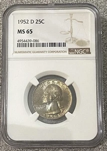 1952-D Washington Quarter NGC MS65 - Picture 1 of 2