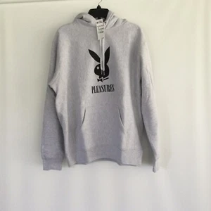 Pleasures X Playboy Men Play Hoodie Size M Athleisure Heather Grey Long Sleeve - Picture 1 of 9