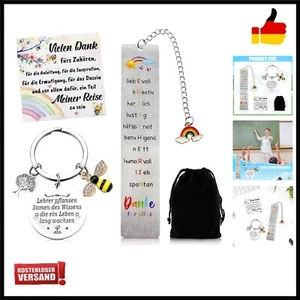 Lehrerin Geschenk, Schlüsselanhänger & Edelstahl-Lesezeichen Set für Lehrer/E... - Bild 1 von 9