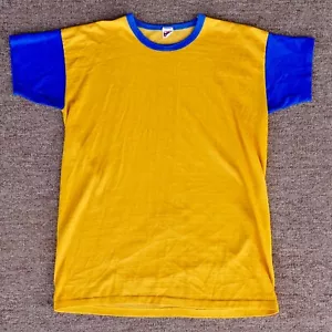 Vintage athletic wear by Mason jersey shirt Medium yellow blue 1960s? 1970s? M - Picture 1 of 18