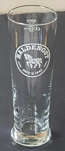 Bicchiere birra Haldengut Seit 1843 Pilsner vetro trasparente scritta bianca RARO - Foto 1 di 7