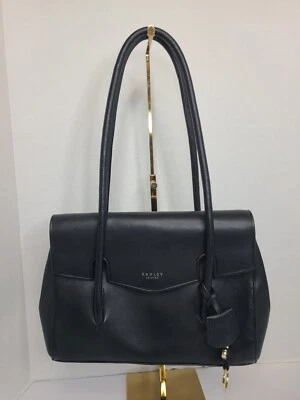 Bolso de hombro Radley London Apsley Road de cuero negro con solapa Med. Foto 1 de 4