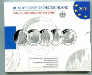 DEUTSCHLAND 5 x 10 EURO GEDENKMÜNZENSET 2006 SPIEGELGLANZ / PP  IM FOLDER 