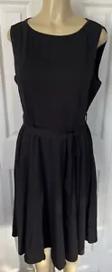 Vintage Damen U-Boot Ausschnitt Ärmellos A Linie Schwarz Kleid mit Gürtel Gr. 2XL Neu - Bild 1 von 3