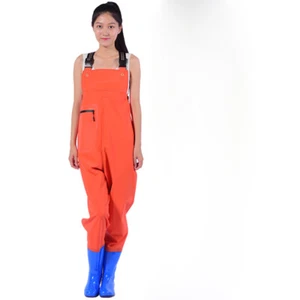 Women's PVC Chest Wader With Boots Pocket Outdoor Fishing Waterproof Rain Proof - Picture 1 of 16