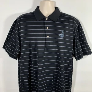 Peter Millar Pinehurst 1895 Men's L Polo Golf Shirt, Black / Gray Stripe - Picture 1 of 5