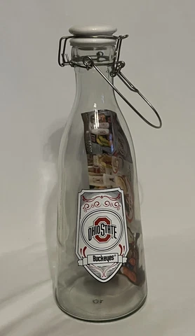 Rare Ohio State Glass Water Bottle Ceramic Lid Collegiate Licensed Product Cover