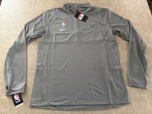 Milwaukee Bucks NBA Nike 1/4 Zip Long Sleeve Shirt Gray Men's Large **NEW** - Picture 1 of 4