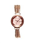 NIB Rumba Orchard Chain Faceted Crystal Gem Watch Rose Gold Rose Smoke