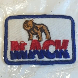 Vtg MACK TRUCKS Embroidered Patch BULLDOG Uniform Hat BLUE BORDER 3" x 2" - Picture 1 of 5