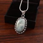 Handmade 925 Sterling Silver Oval Amazonite Gemstone Pendant with Chai Jewelry