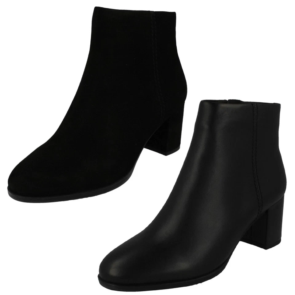 Ladies Clarks Freva55 Zip Elegant Heeled Ankle Boots