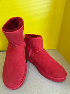 UGG Rot Wildleder Herren Klassisch Plüsch Kurz Stiefel Größe 12 Bodenmodell - Bild 1 von 9