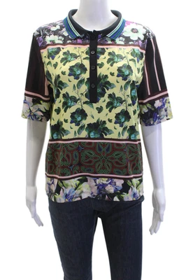 Camisa polo Clover Canyon para mujer cuello estampado manga corta multicolor talla M Foto 1 de 4