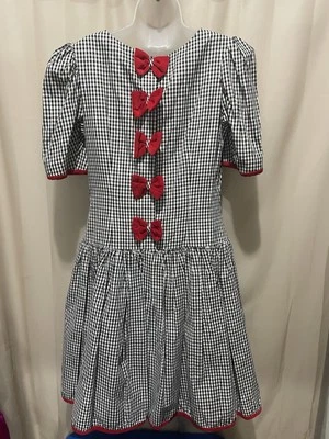 Vestido de fiesta vintage Misty Lane guinga negro blanco rojo 13/14 lazos en la espalda Foto 1 de 4